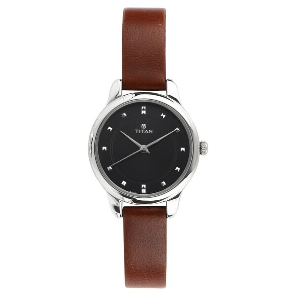 Titan Women's Chic minimalist watch with Black dial and leather strap - image number 0