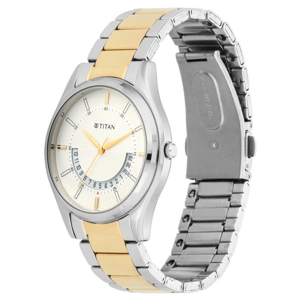 Buy Online Titan Lagan White Dial Analog Metal Strap Watch for Men