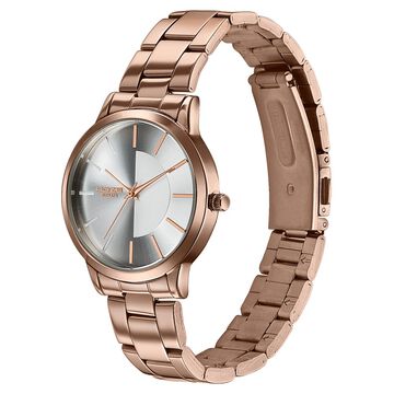 Poze By Sonata Quartz Analog Silver Dial Rose Gold Plated Stainless Steel Strap Watch For Women