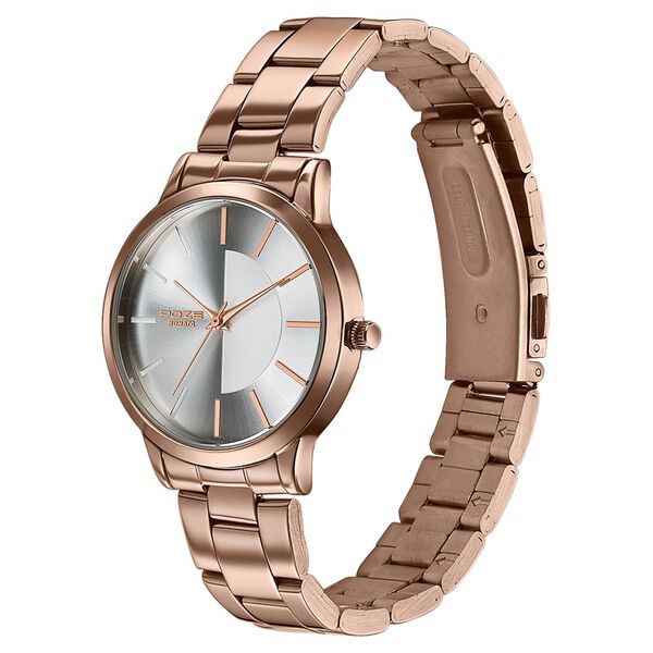 Poze By Sonata Quartz Analog Silver Dial Rose Gold Plated Stainless Steel Strap Watch For Women - image number 4