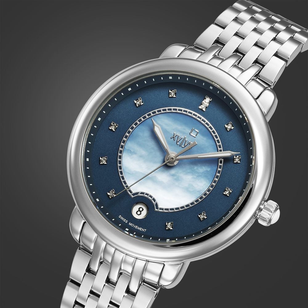 Xylys Quartz Analog Blue Dial Silver Stainless Steel Strap Watch For Women-picture-10