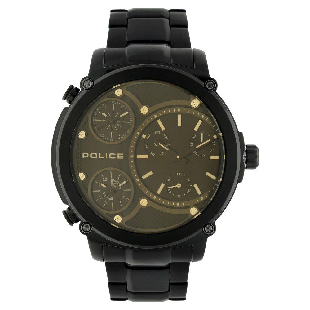 Buy Online Police Quartz Multifunction Black Dial Metal Strap