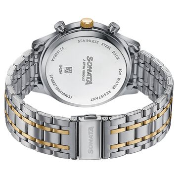 Sonata Wedding Edit Quartz Multifunction Blue Dial Stainless Steel Strap Watch For Men