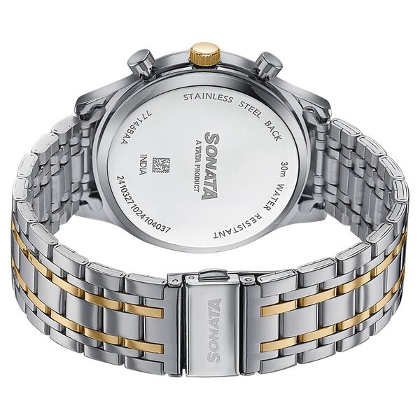 Sonata Wedding Edit Quartz Multifunction Blue Dial Stainless Steel Strap Watch For Men - image number 5