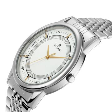 Titan Bandhan Quartz Analog Silver Dial Silver Stainless Steel Strap Watch For Couple