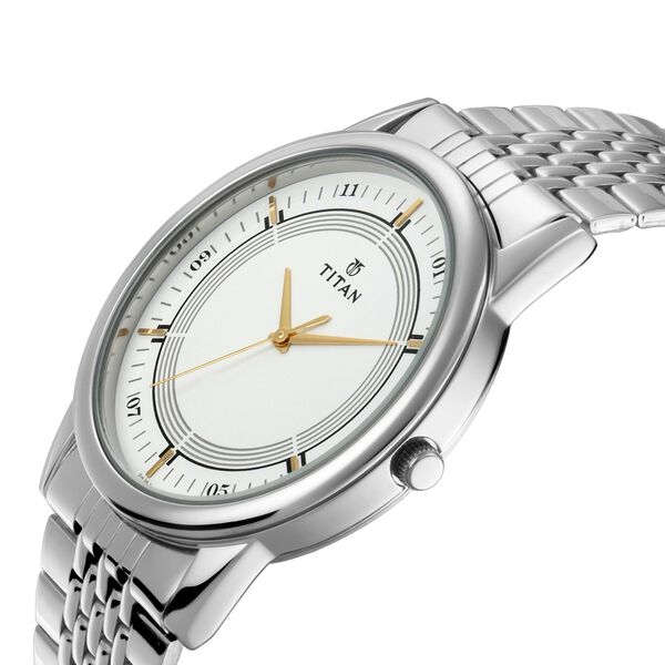 Titan Bandhan Quartz Analog Silver Dial Silver Stainless Steel Strap Watch For Couple - image number 1