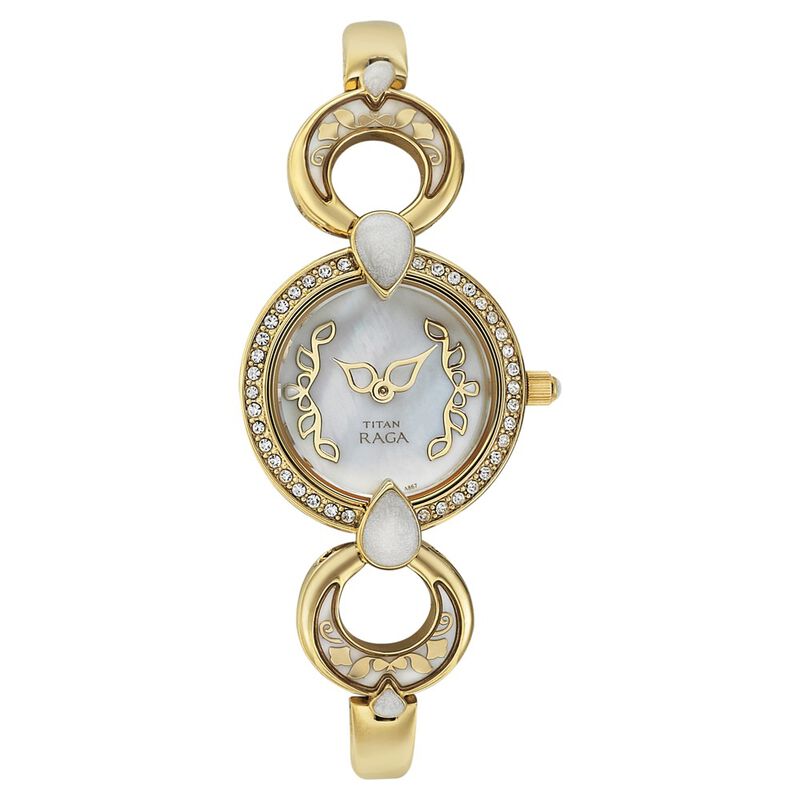 Titan Quartz Analog Silver Dial Metal Strap Watch for Women
