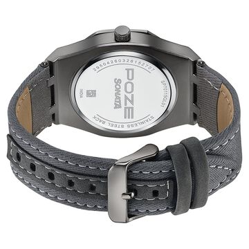 Poze Poze Quartz Analog Grey Dial Grey Denim Strap Watch For Men