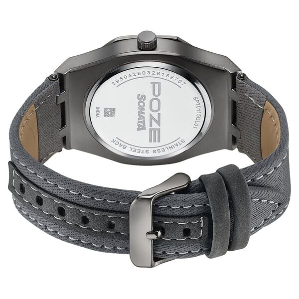 Poze Poze Quartz Analog Grey Dial Grey Denim Strap Watch For Men - image number 6