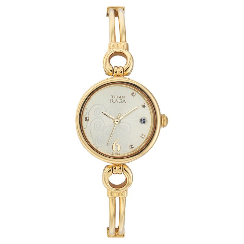 Titan Quartz Analog Champagne Dial Watch for Women