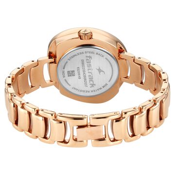Fastrack Analog Green Dial Women's Watch with Rose Gold Metal Bracelet