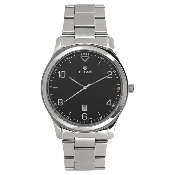Titan Workwear Black Dial Analog with Date Stainless Steel Strap Watch for Men - image number 0