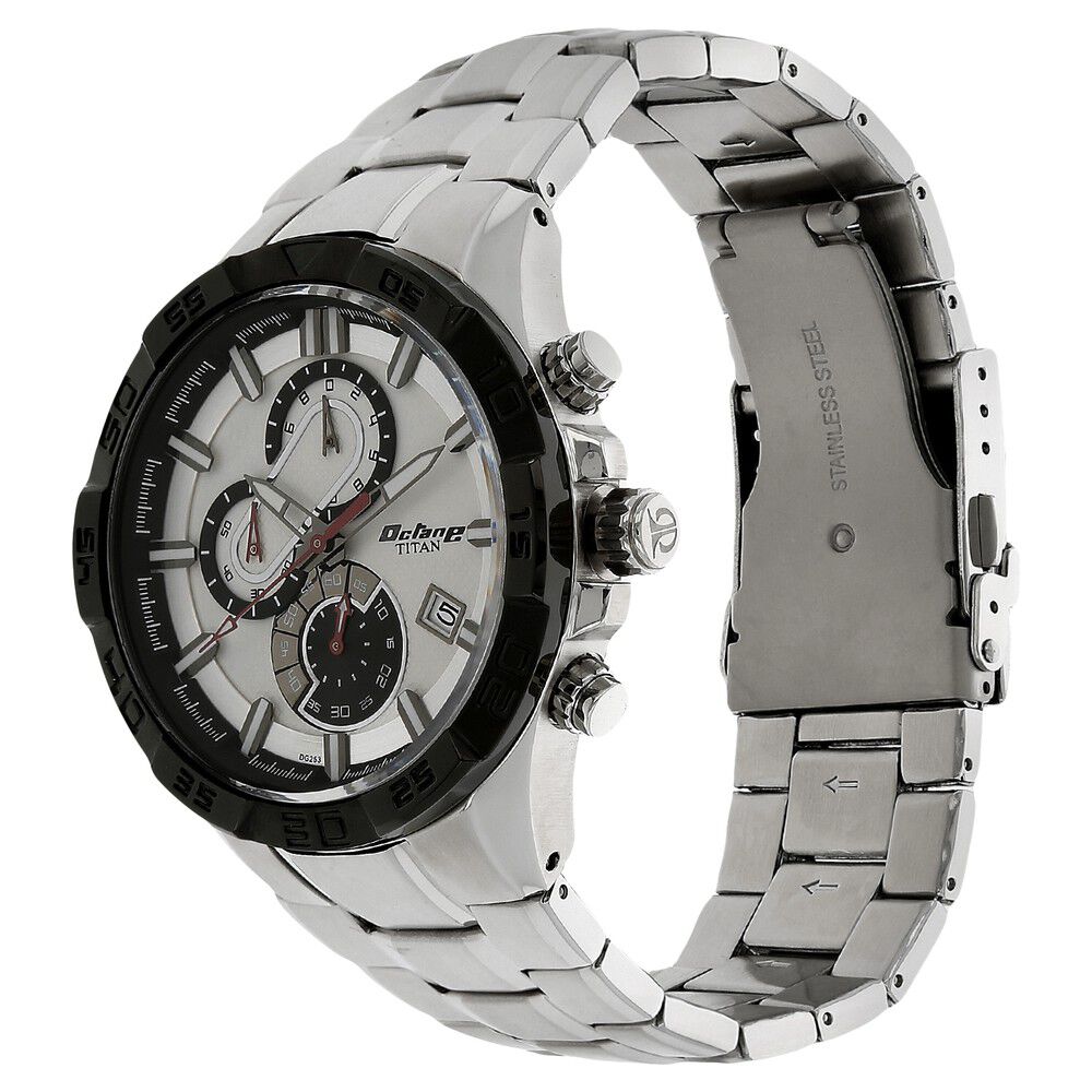 Buy Online Titan Quartz Chronograph White Dial Stainless Steel Strap Watch for Men ns90079km01 Titan