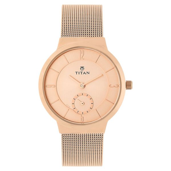 Titan Quartz Analog Rose Gold Dial Stainless Steel Strap Watch for Women - image number 0