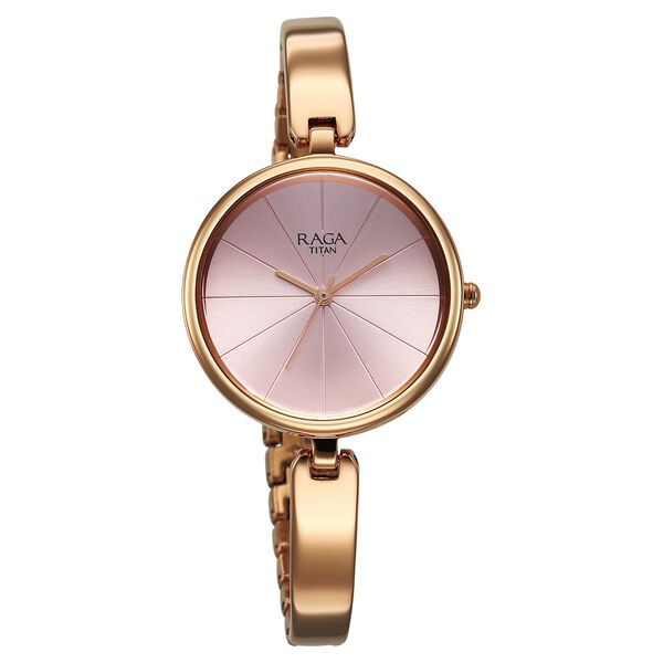 Titan Raga Showstopper Quartz Analog Pink Dial Metal Strap Watch For Women - image number 1