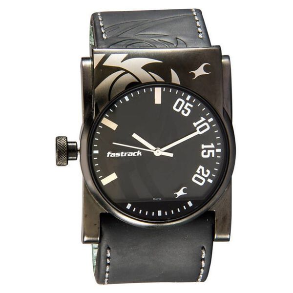 Fastrack Quartz Analog Black Dial Leather Strap Watch for Guys - image number 0