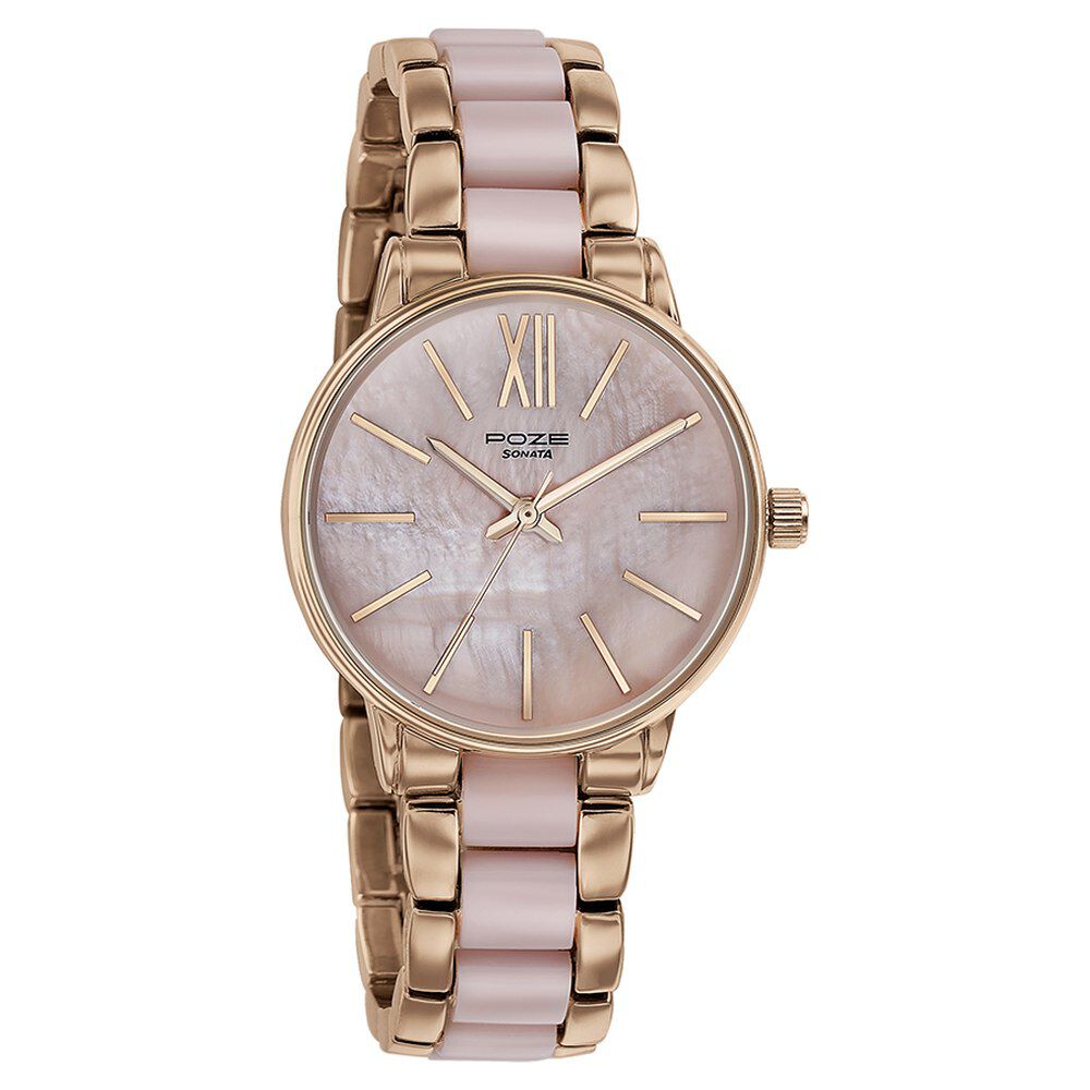 Buy Online Sonata Poze Quartz Analog Mother Of Pearl Dial Metal