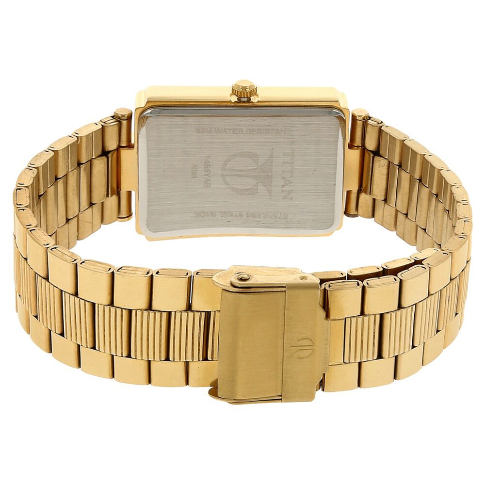 Buy Online Titan Quartz Analog with Day and Date Champagne Dial Stainless Steel Strap Watch for Men nf1455ym02 Titan