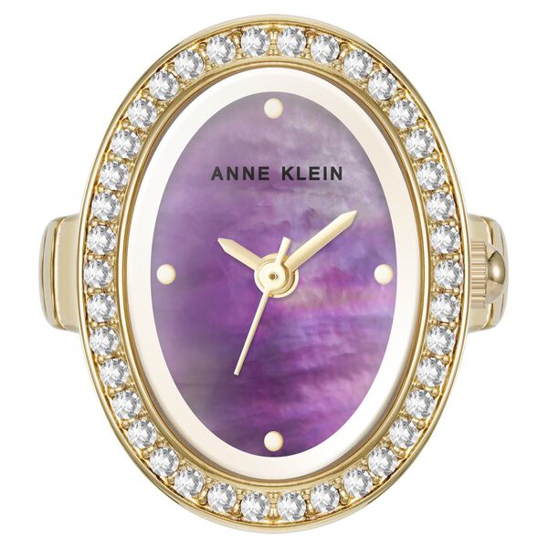 Anne Klein Quartz Analog Purple Dial Golden Metal Ring Watch For Women - image number 1