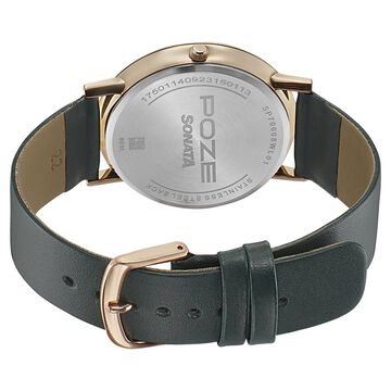 Sonata Poze Quartz Analog Green Dial Leather Strap Watch for Men