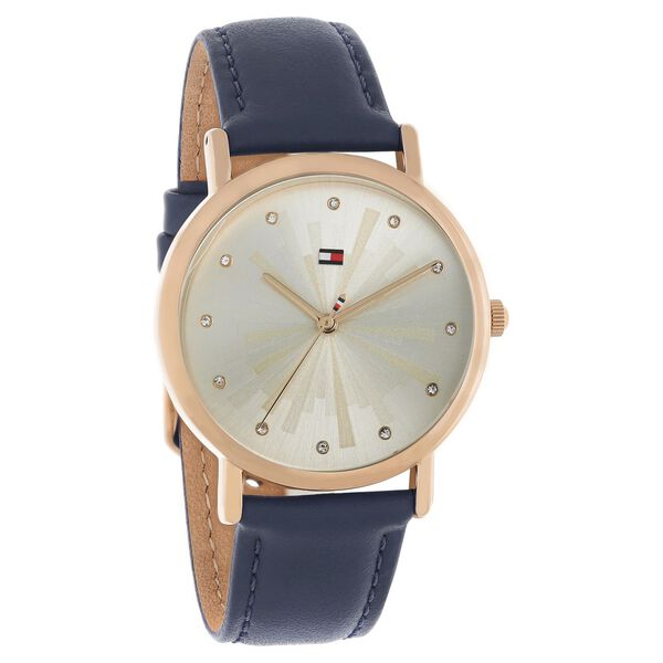 Tommy Hilfiger Quartz Analog Off White Dial Leather Strap Watch for Women - image number 1