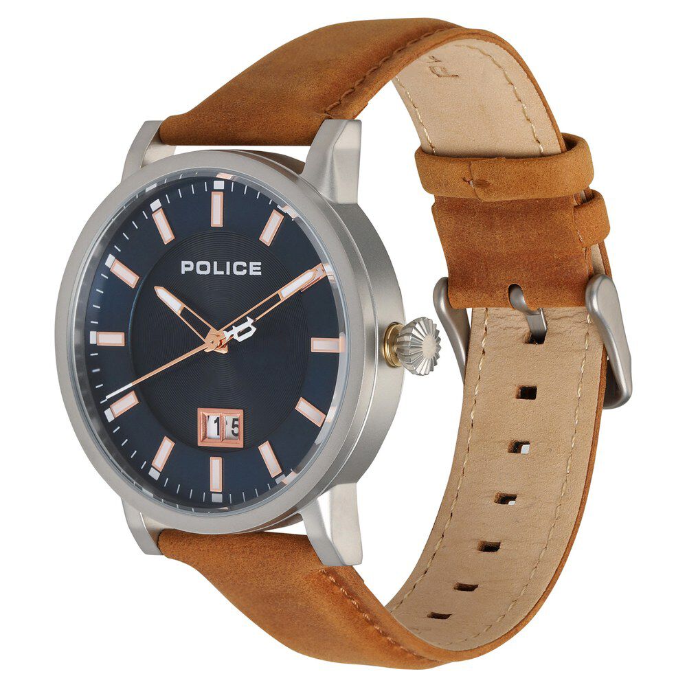 Buy Online Police Quartz Analog Blue Dial Leather Strap Watch for Men ndpl15404js03 Titan
