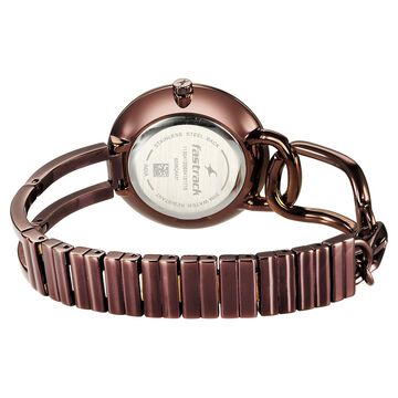 Fastrack Opulence Quartz Analog Black Dial Brown Metal Strap Watch For Girls