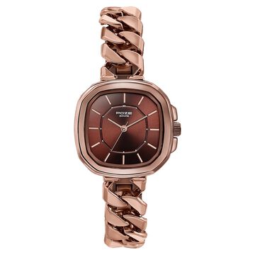 Sonata Poze Quartz Analog Brown Dial Metal Strap Watch For Women