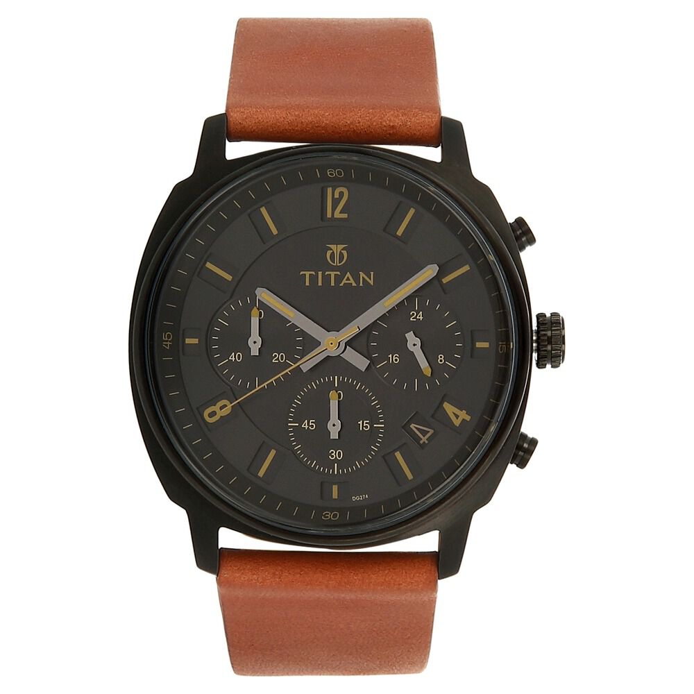 Buy Online Titan Purple Past Modern Black Dial Chronograph Leather