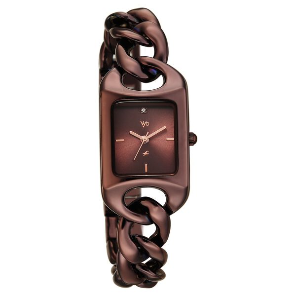 Vyb Prodigy By Fastrack Quartz Analog Brown Dial Brown Metal Strap Watch For Girls - image number 1