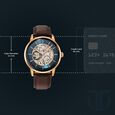 Titan Skeletal Automatic Blue Dial Brown Leather Strap Watch for Men - image number 2