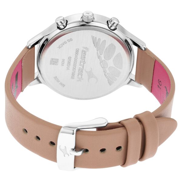 Fastrack Ruffles Quartz Multifunction Beige Dial Leather Strap Watch for Girls - image number 5