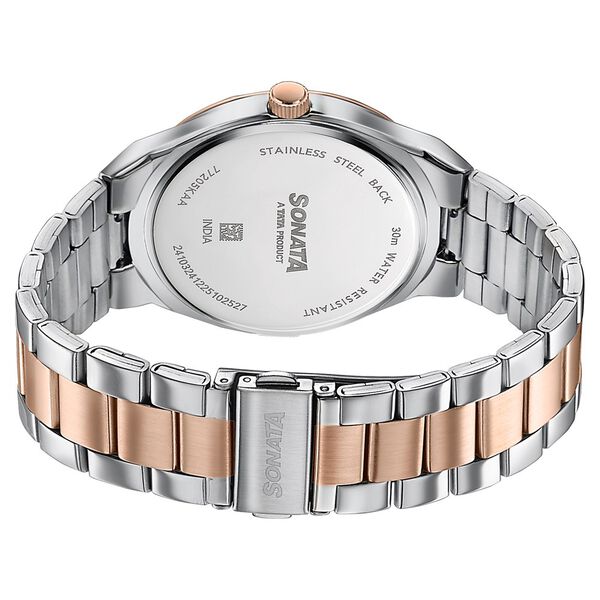 Sonata Jashn Quartz Analog White Dial Two Toned Metal Strap Watch For Men - image number 5