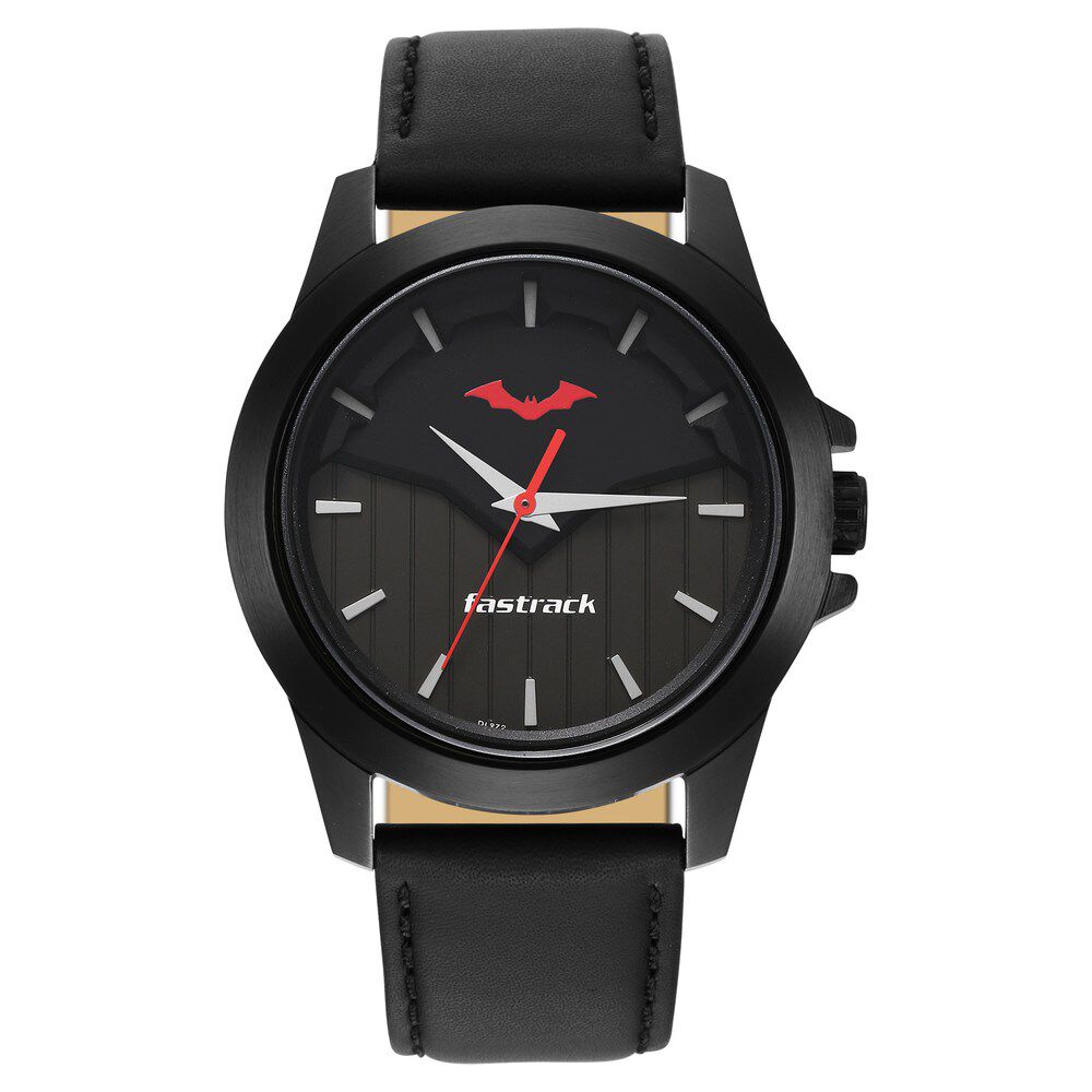 Buy Online Fastrack Batman Quartz Analog Black Dial Leather Strap