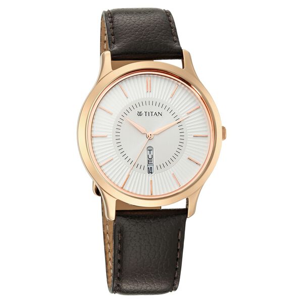 Titan Lagan White Dial Analog Day/Date Leather Strap Watch for Men - image number 0