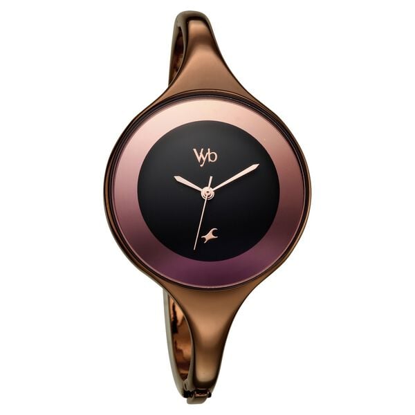 Vyb Slayer By Fastrack Quartz Analog Black Dial Brown Metal Strap Watch For Girls - image number 2