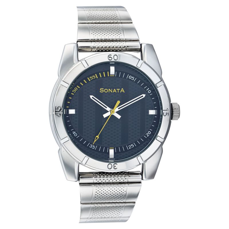Sonata Quartz Analog Black Dial Strap Watch for Men