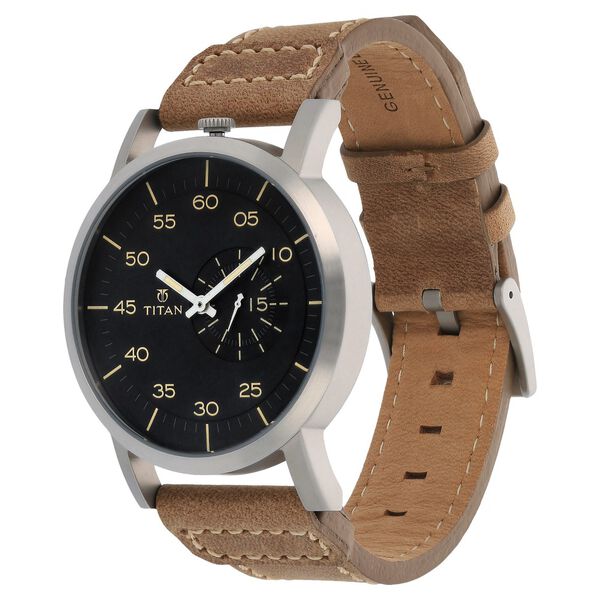 Titan Quartz Analog Black Dial Leather Strap Watch for Men - image number 1