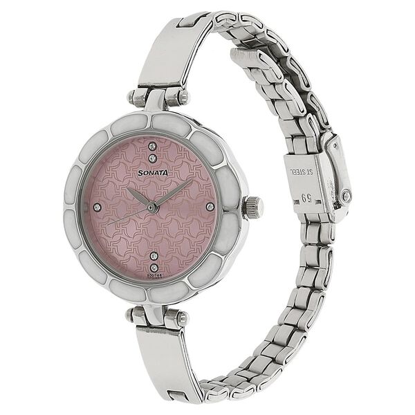 Sonata Quartz Analog Pink Dial Stainless Steel Strap Watch for Women - image number 1