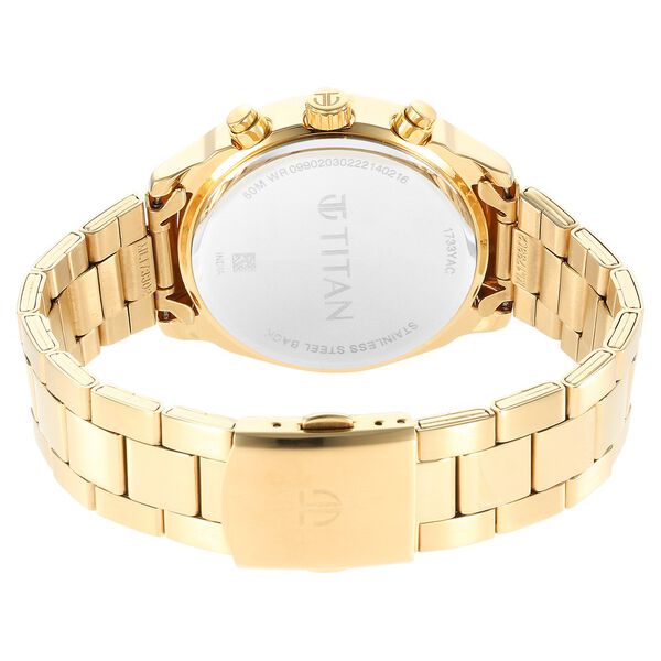 Titan Black and Gold Silver Dial Quartz Multifunction Stainless Steel Strap watch for Men - image number 4