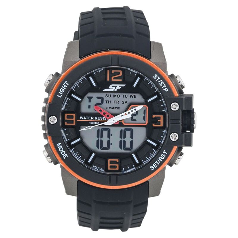 SF Quartz Analog Digital Dial Silicone Strap Watch for Men