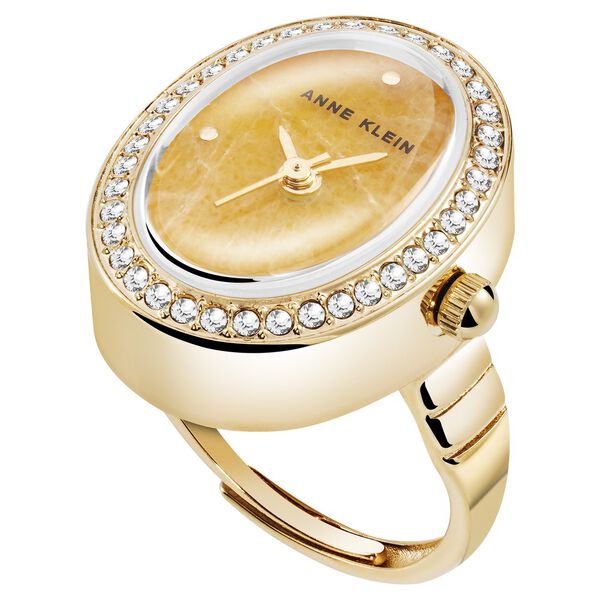 Anne Klein Quartz Analog Yellow Dial Golden Metal Ring Watch For Women - image number 0