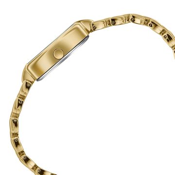 Poze Poze Quartz Analog White Dial Golden Metal Strap Watch For Women