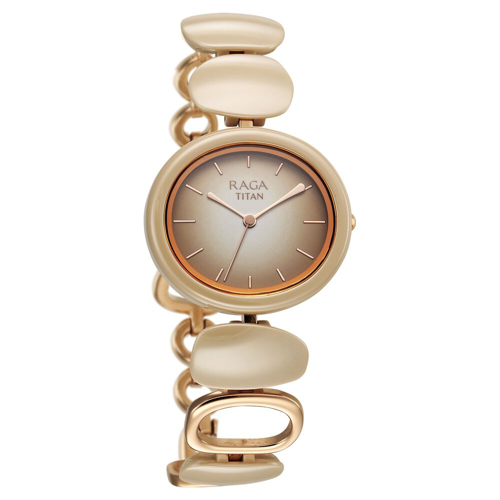 Buy Online Titan Raga Ceramics Quartz Analog Beige Dial Metal