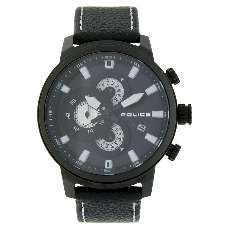 Police Quartz Multifunction Black Dial Leather Strap Watch for Men - image number 0