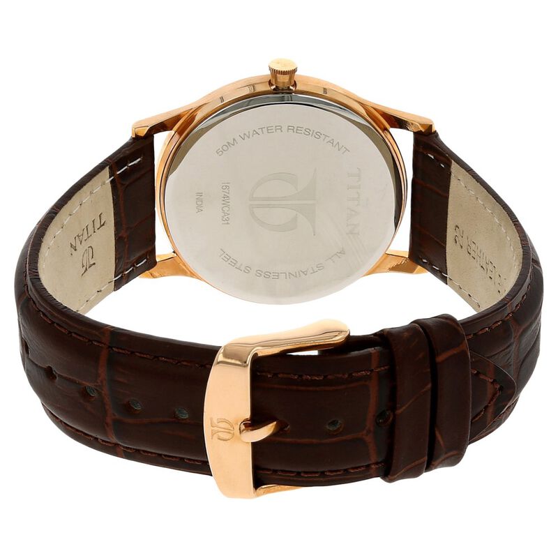 Titan Analog Black Dial Quartz Leather Strap watch for Men - image number 3