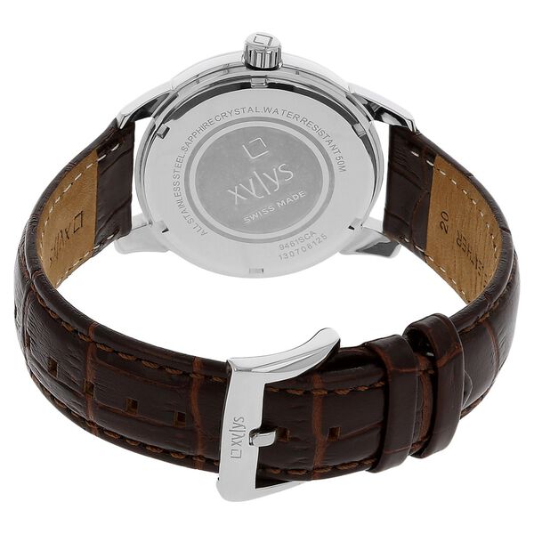 Xylys Swiss Analog Black Leather Strap and Silver Dial Watch For Men - image number 3