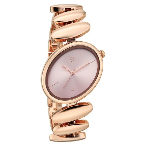 Vyb Successor By Fastrack Quartz Analog Pink Dial Rose Gold Metal Strap Watch For Girls - image number 1