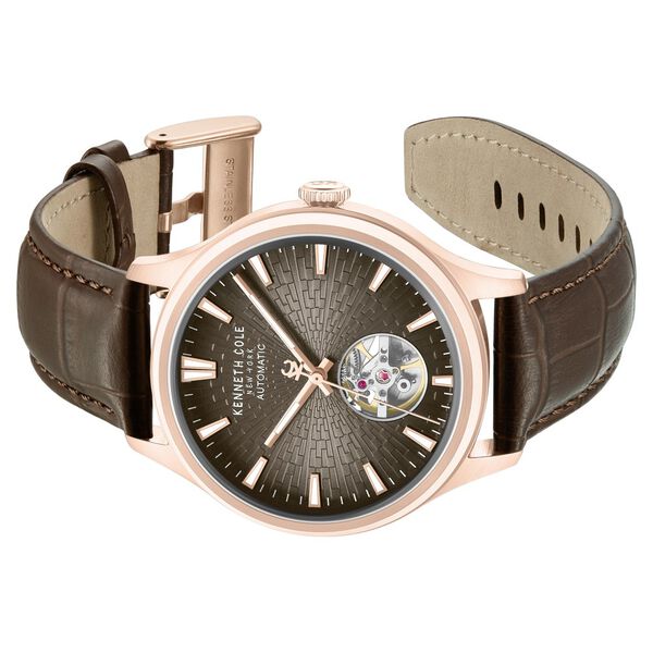 Kenneth Cole Automatic Brown Dial Brown Leather Strap Watch For Men - image number 2