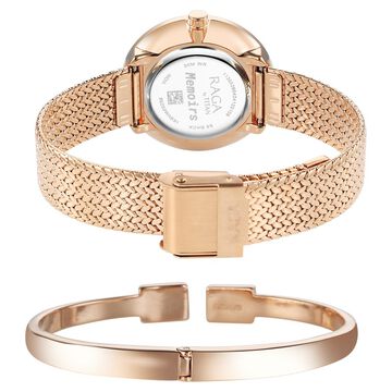 Titan Raga Memoirs Quartz Analog Mother Of Pearl Round Dial Rose Gold Metal Strap Watch For Women
